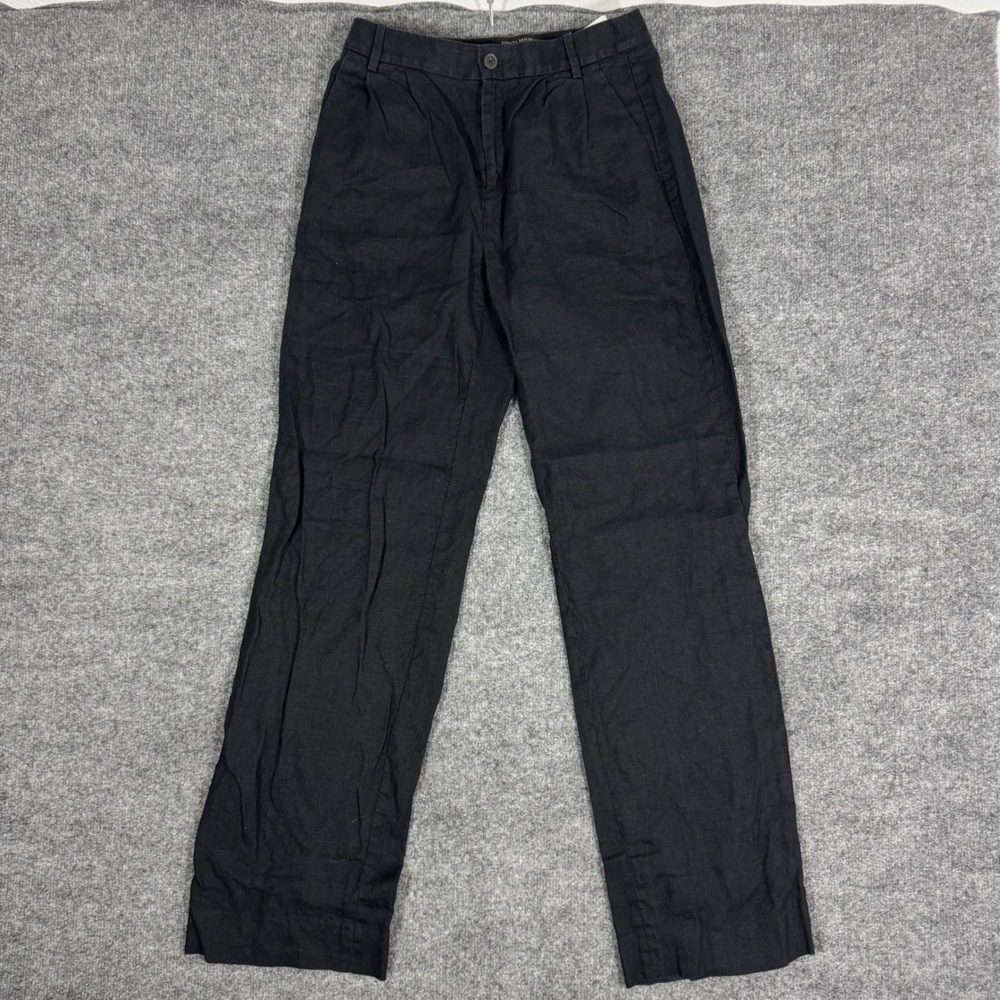 Banana Republic Linen Wide Leg High Rise Pants Womens 2L 29x32 Black 100% Linen